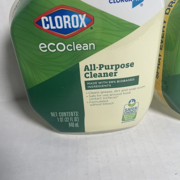 LOT x2 Clorox Cloroxpro Ecoclean All-Purpose Cleaner Spray Bottle 32 Fl Oz - Picture 2 of 8